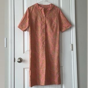 70's Vintage Floral Paisley Straight Midi Dress